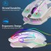 Mouse Nou pentru Gaming, HXSJ T300, 2400dpi, 7 Butoane, RGB, Alb, Wireless Mouse Nou pentru Gaming, HXSJ T300, 2400dpi, 7 Butoane, RGB, Alb, Wireless